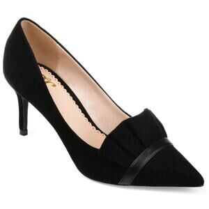 Journee Collection Women Marek Stiletto Heel Ruffle Pump Heel Size US 7.5M Black